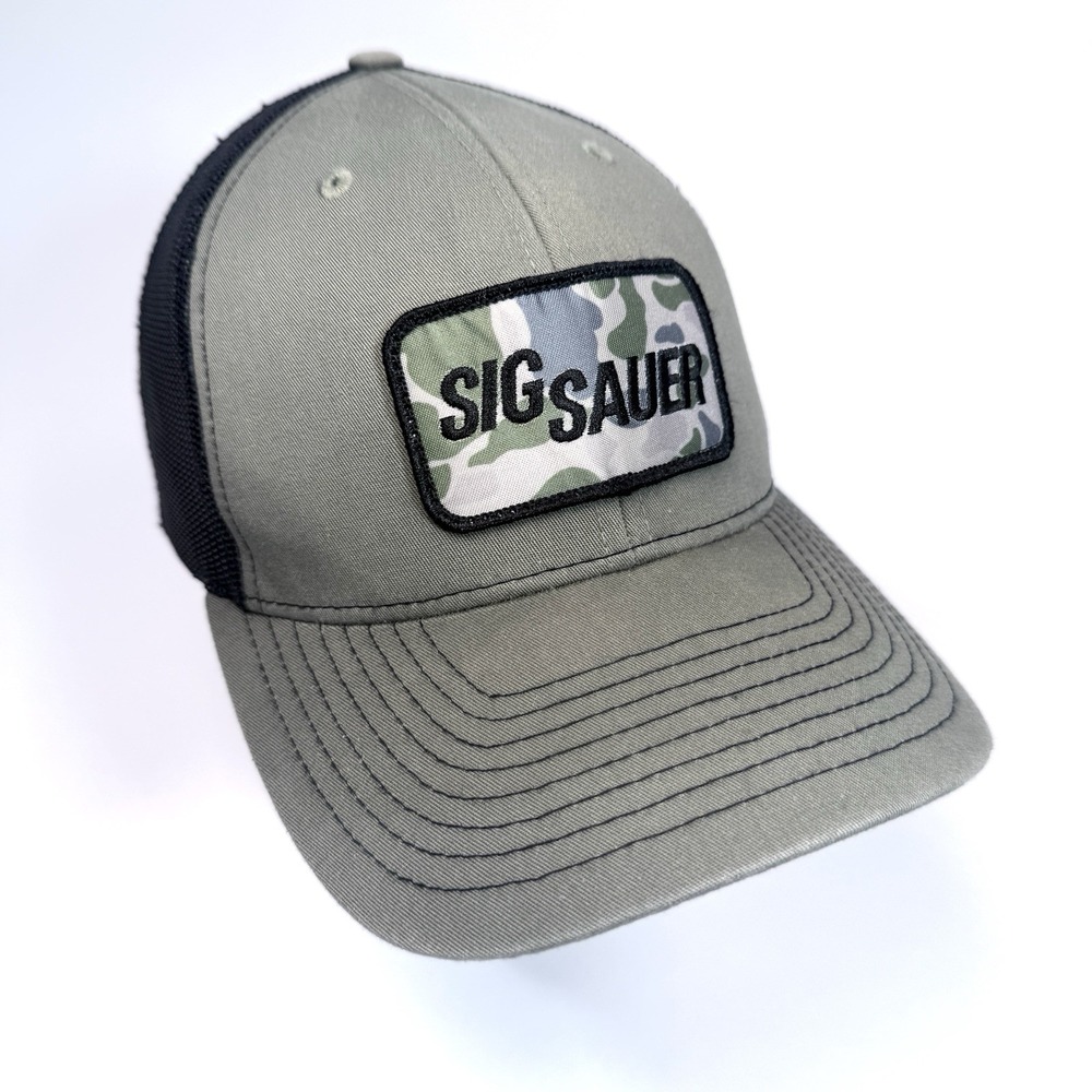 SIG SAUER Richardson 112 Trucker Hat Camo Patch Gray Black Snapback Mens OSFM